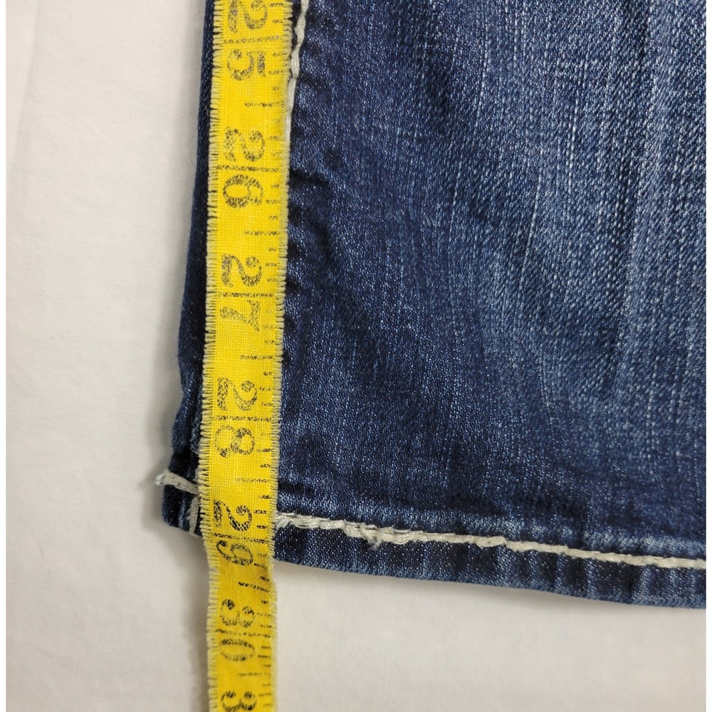 Rock Revival Kai Bootcut Jeans Dark Wash Distressed Thick Stitch Buckle 28x29 - Picture 3 of 11